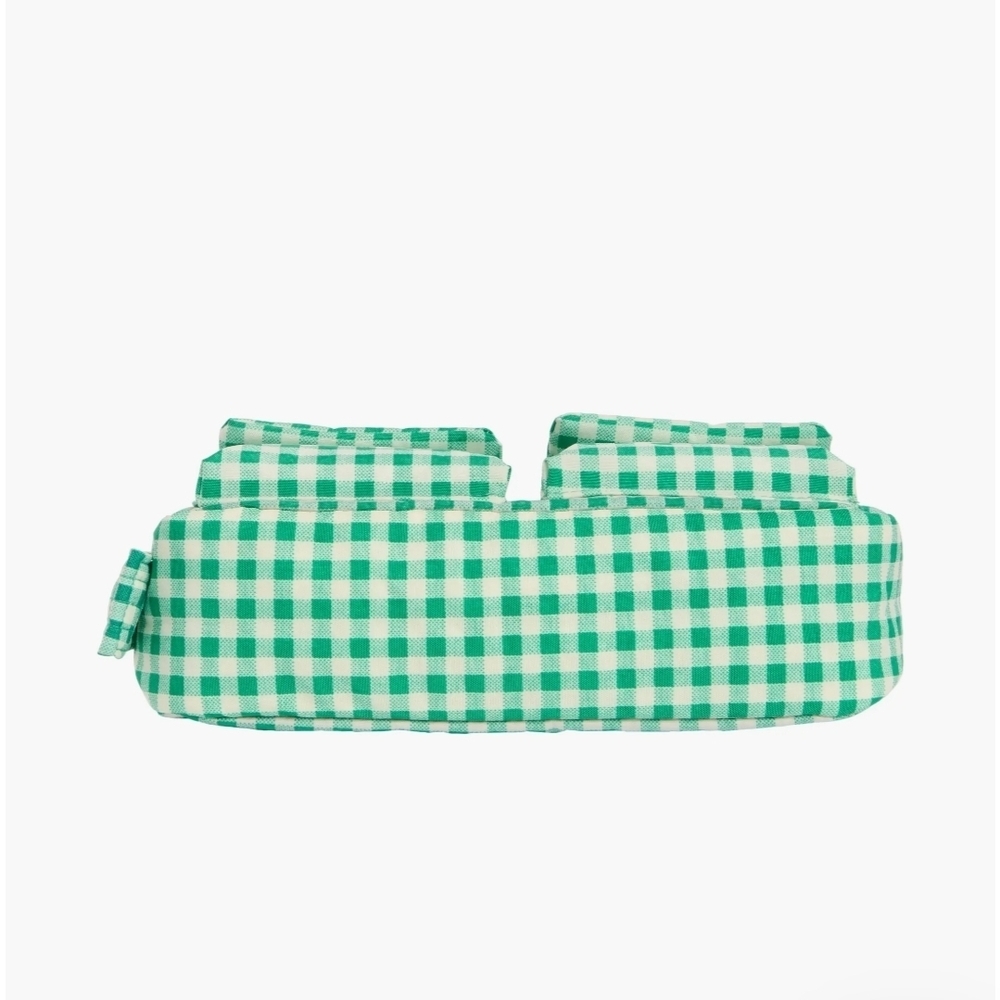 BAGGU Cargo Recycled Nylon Shoulder Bag Green Gingham - Picture 5 of 7